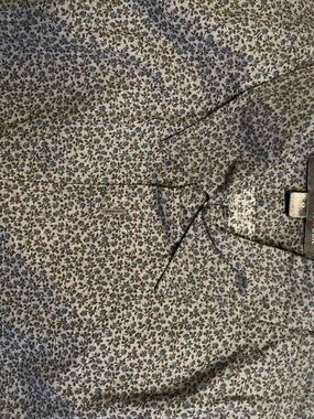 John Varvatos Black and Blue Floral-Print Shirt